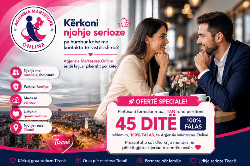 Njohje me meshkuj shqiptare, partner familjar, martese serioze, lidhje e qendrueshme, njohje reale Tirane, kerkoj grua serioze Tirane, grua per martese Tirane, njohje me vajza shqiptare, partnere per familje, lidhje serioze Tirane