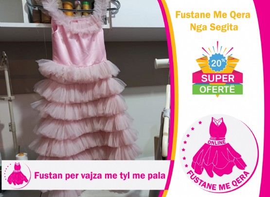 Fustan me qera per vajza me tyl me pala / Fustan me qera Segita / Fustan me qera per fejes /  Fustan me qera per shoqeruse te nuses / Fustan me qera per ditlindje / FUSTAN me qera per femije